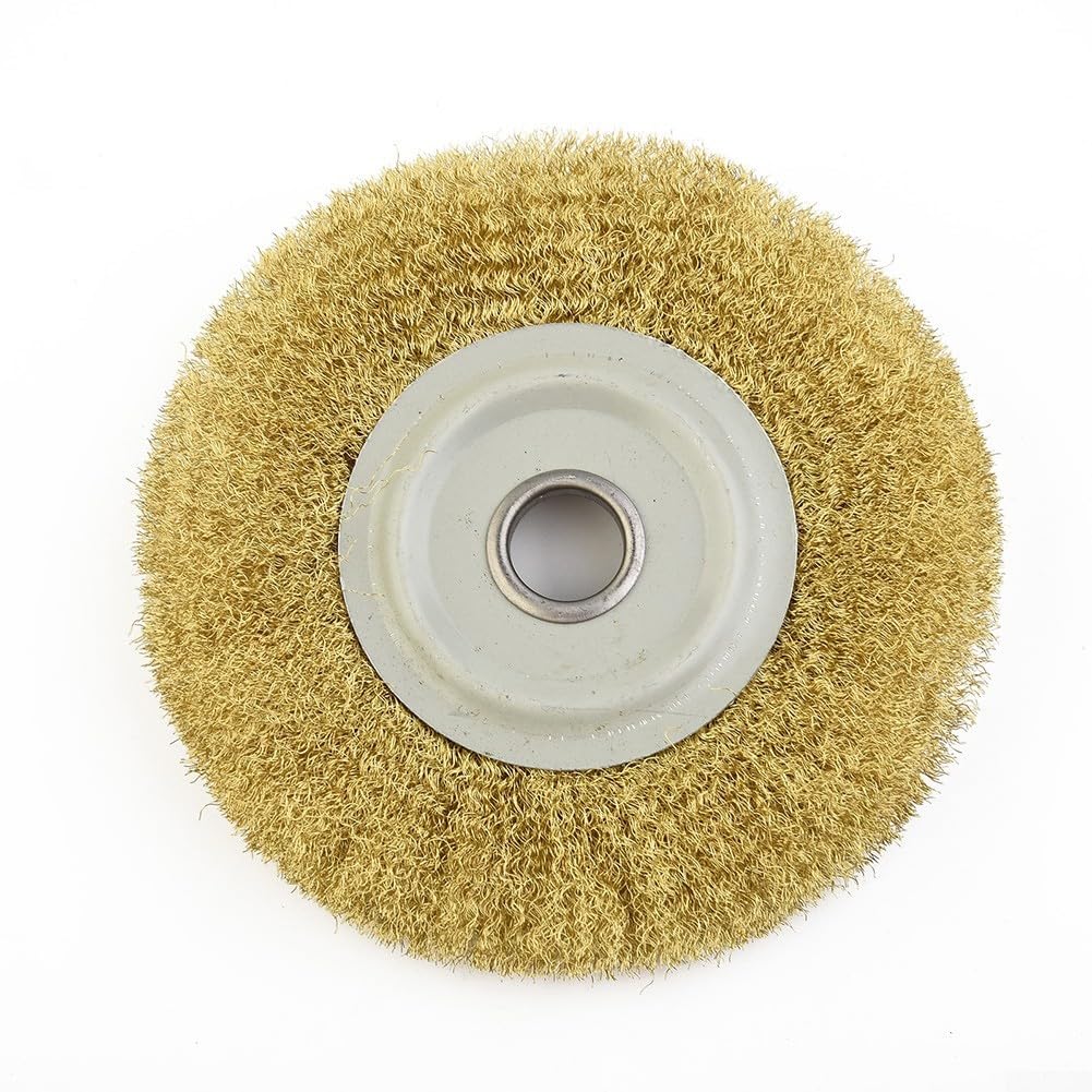 Wheel Brush 5 Inch Copper Wire Wheel Pure Brass Brush for Deburring Edge Blending Roughening Outer Diameter 125mm/ 5 inch