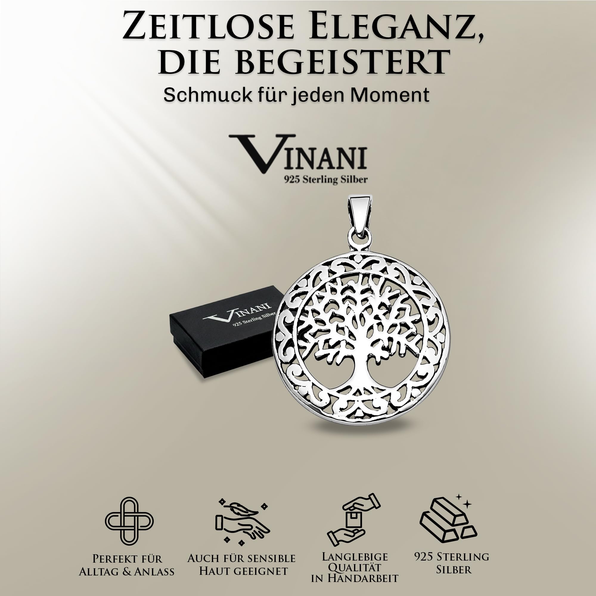 Vinani Anhänger Lebensbaum glänzend Sterling Silber 925 Baum des Lebens Weltenbaum 2ABK-EZ