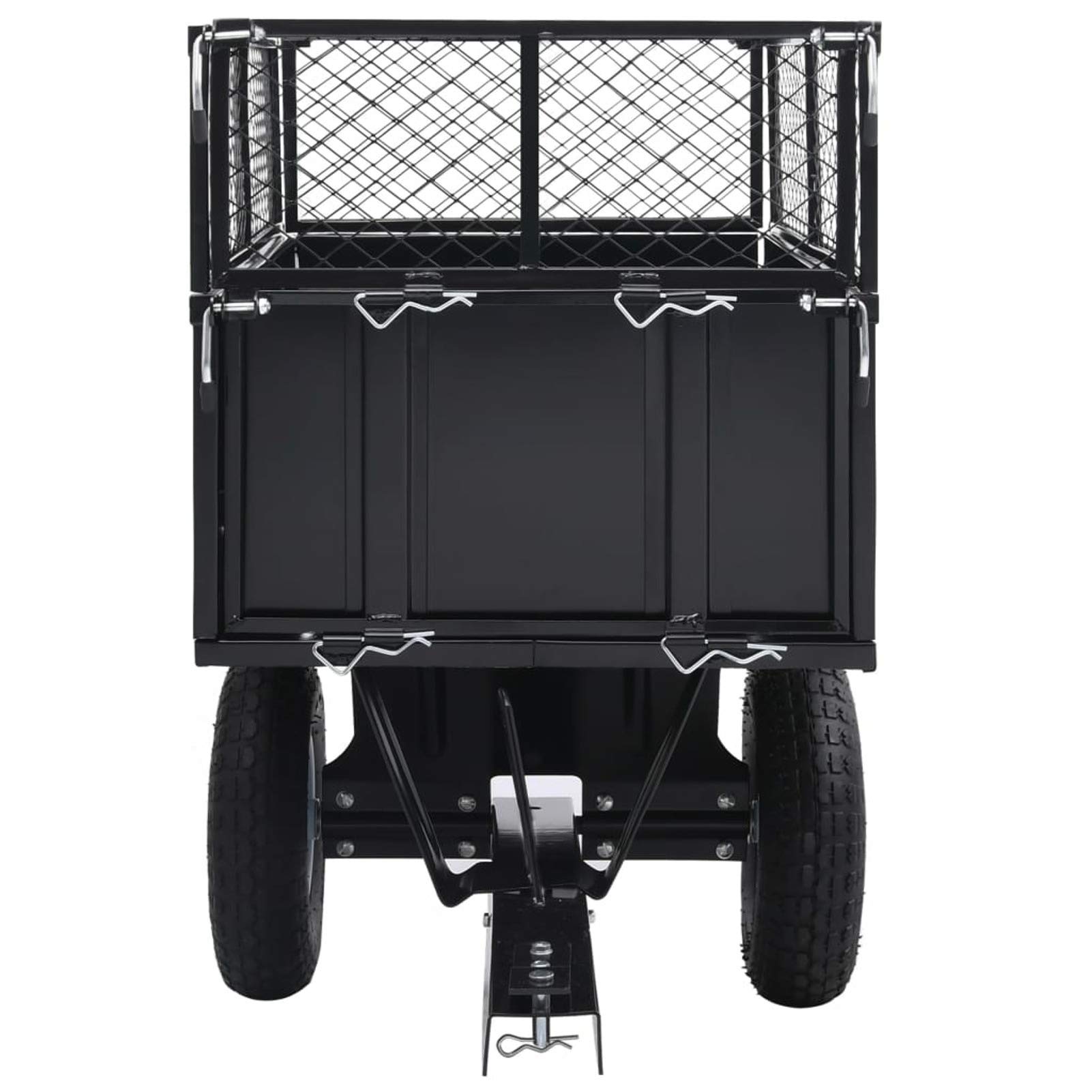 Remolque para tractor cortacésped con ruedas neumáticas, carro de jardín de 150 kg de carga