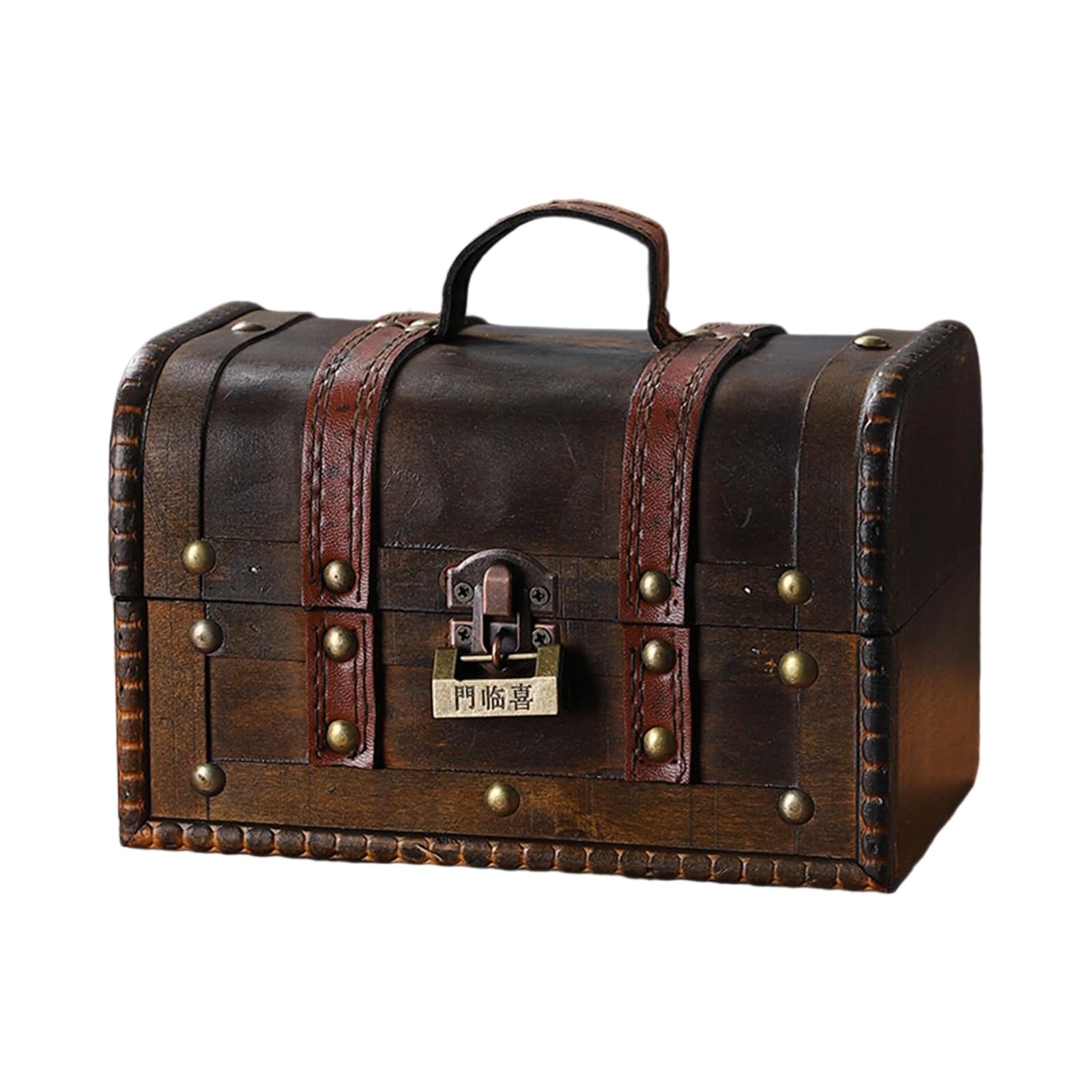Xjdzineq European Wood Suitcases Spacious Handheld Travel Trunk for Collector and Enthusiasts Daily Casual Use Travel Storage Box