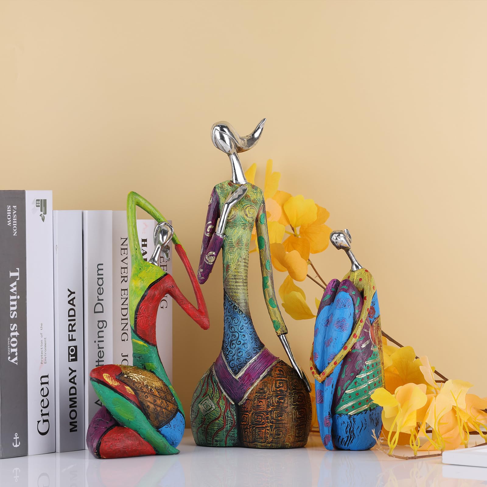 Arte astratto Donna Scultura Figure per Interni Decorazione Moderna per la Casa Figura Colorata Arte Dipinta Personaggio Yoga Pittura Ad Olio Statua