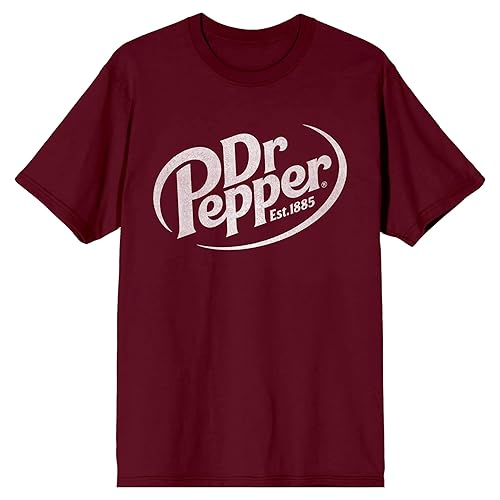 Dr. Pepper Est. 1885 Maroon Logo Men's Black Graphic Tee - Medium - Maroon