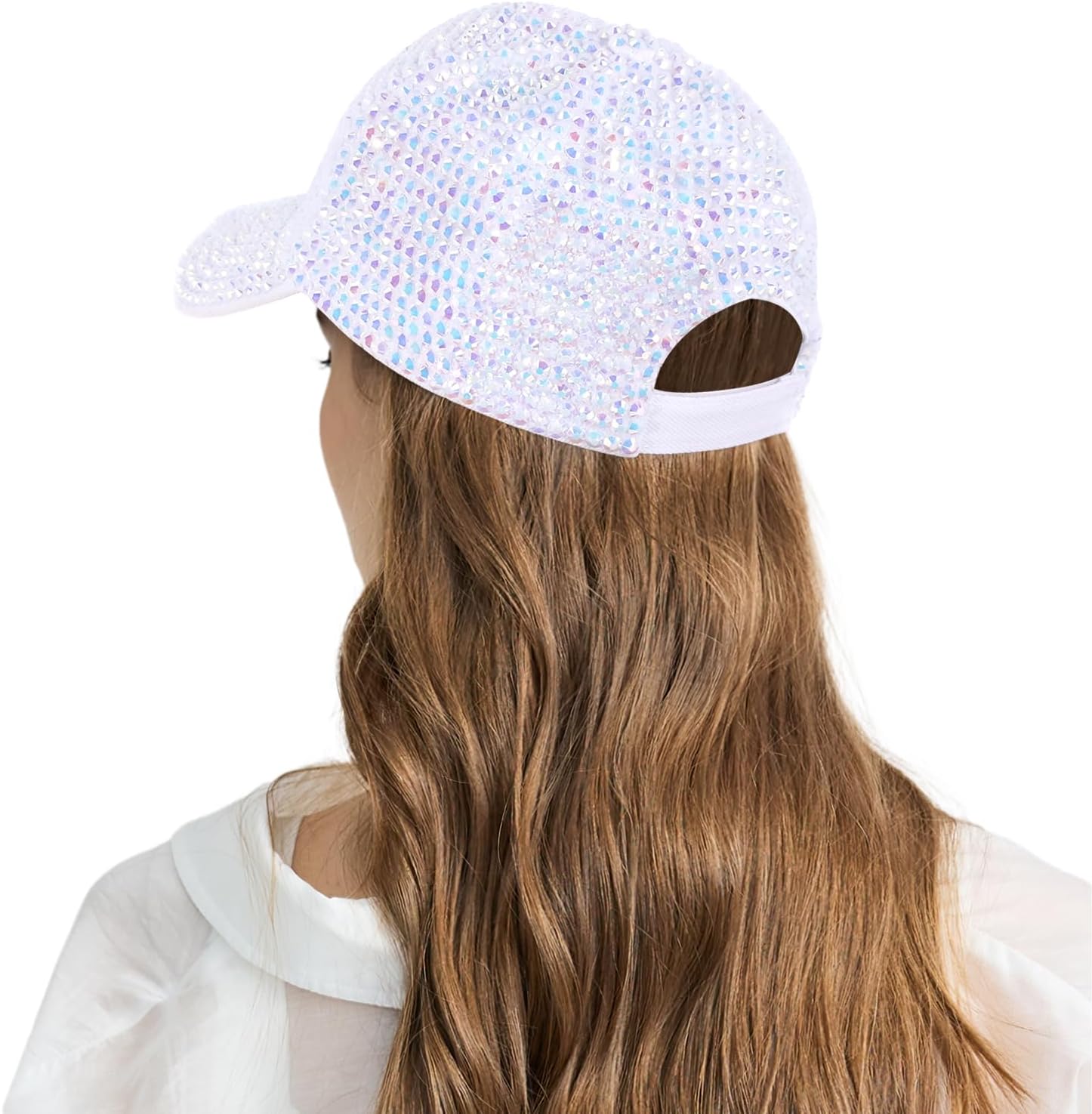 Haoohu Women's Full Sparkle Studded Rhinestone Baseball Cap Gem Bling Ponycap Adjustable Trucker Hat Outdoors Sun Cap