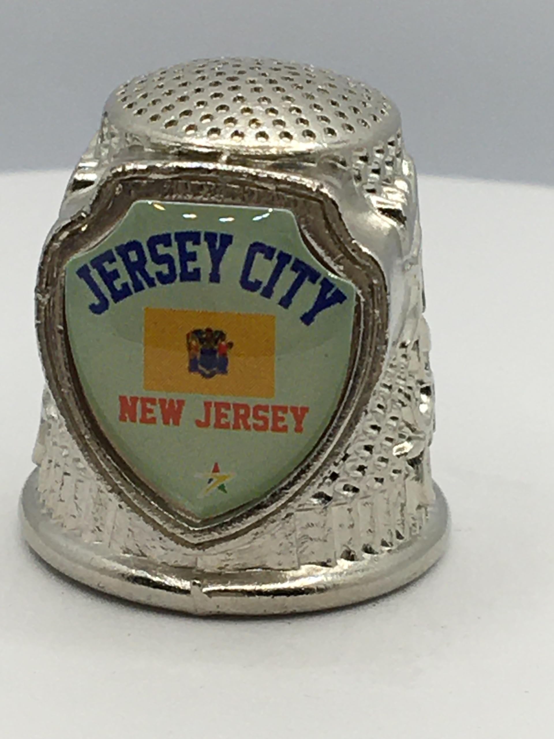 646 Jersey City (New Jersey) City Collectible Souvenir Thimble, Silver
