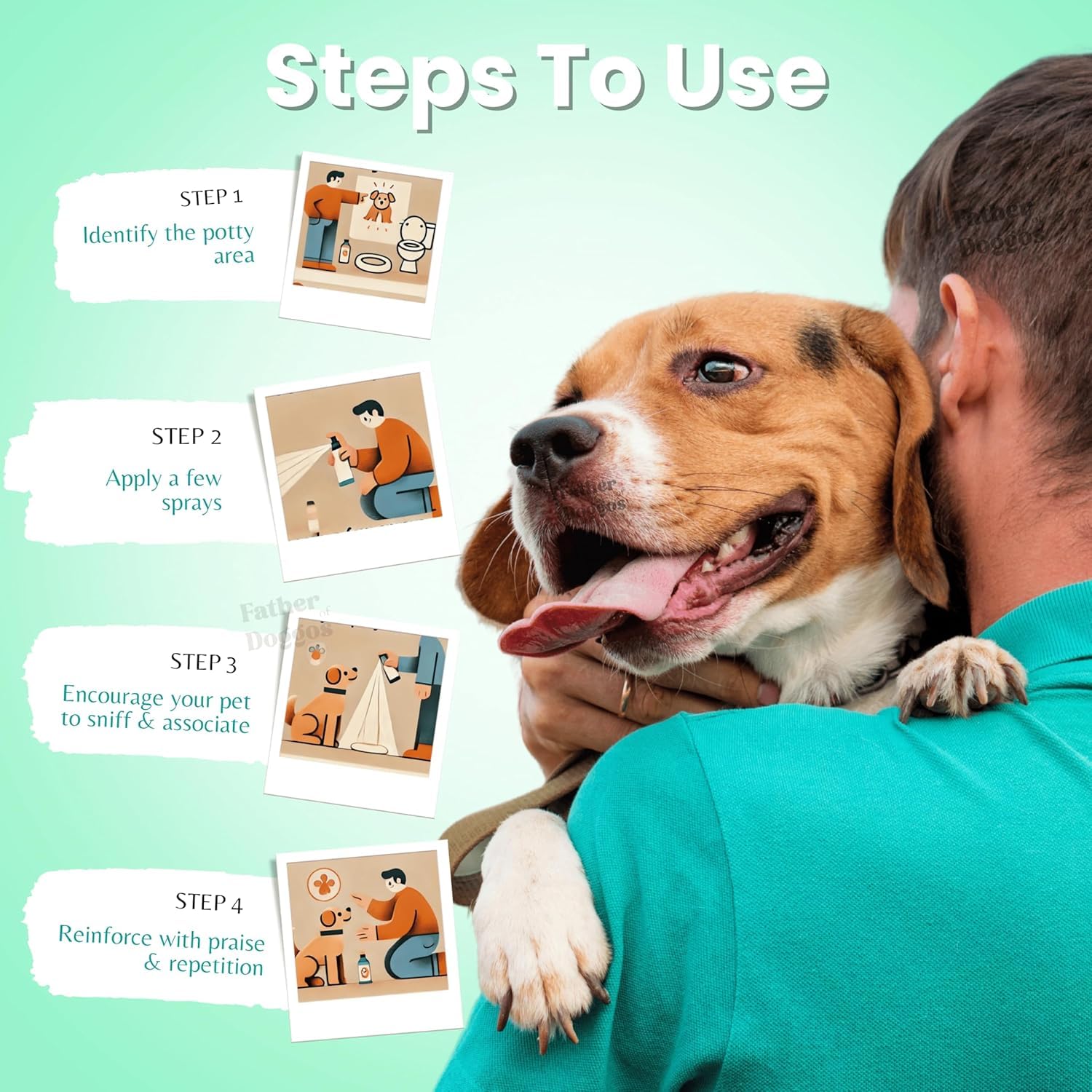 Father of Doggos Potty Puppy Potty Training Spray 200ml | Dog Potty Spray for Indoor & Outdoor Use | Dog Pee Spray & Toilet Training Aid for Puppies, No More Marking (200ml) 4