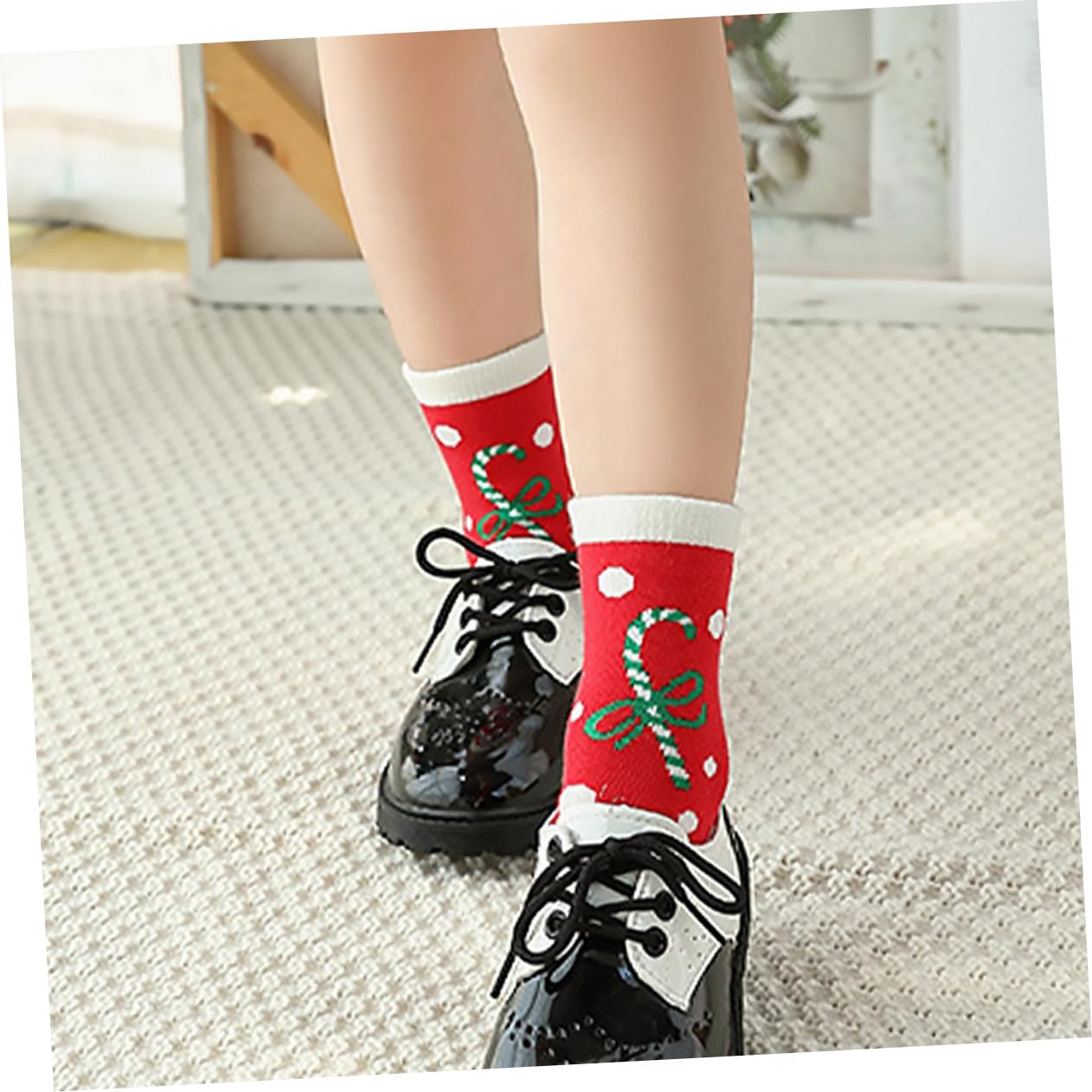 5pares Medias De Navidad Para Calcetines De Algodón Cálidos De Dibujos Animados De Calcetines Navideños Para Colgar El Árbol De Navidad