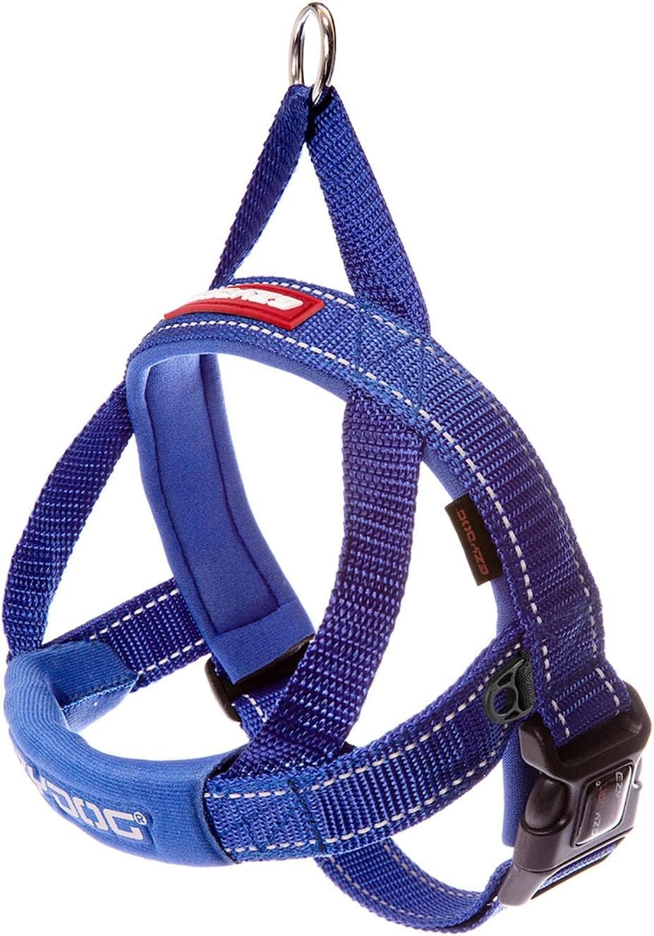 EzyDog Quick Fit Dog Harness – No Pull Harness for Training, Everyday Walking, and Easy Control - Adjustable Fit, Reflective, and Padded (Medium, Blue)