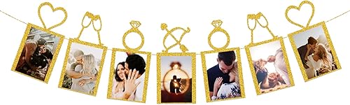 Concico Cartel de fotos para despedida de soltera/boda/compromiso/aniversario, kit de fiesta, suministros de decoración (dorado)