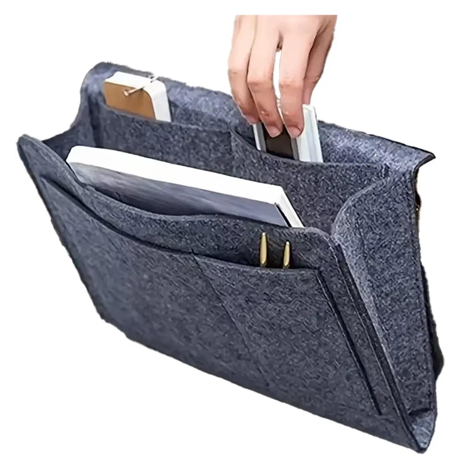 LSYHHXC Bedside Organiser 1pc Felt Bedside Storage Organizer Phone Book Magazine Holder Pockets Hanging Storage Bag Tissue Box For Bed Sofa Side Pouc(Medium Grey)