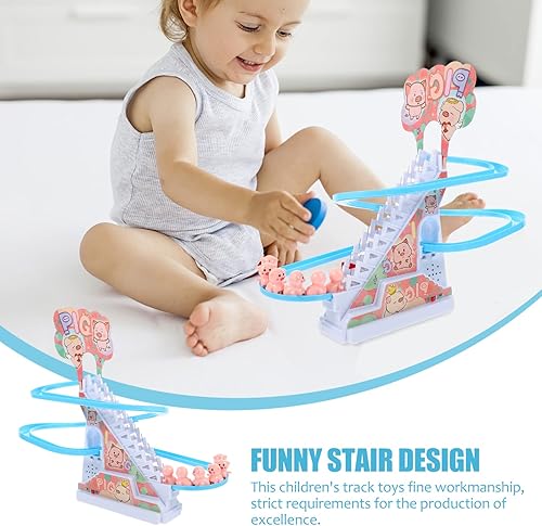 Miniatura 3 de Zerodeko Juguete de escalada de cerditos, lindo juguete de escalera de escalada de animales con música y luz, posavasos de juguete educativo