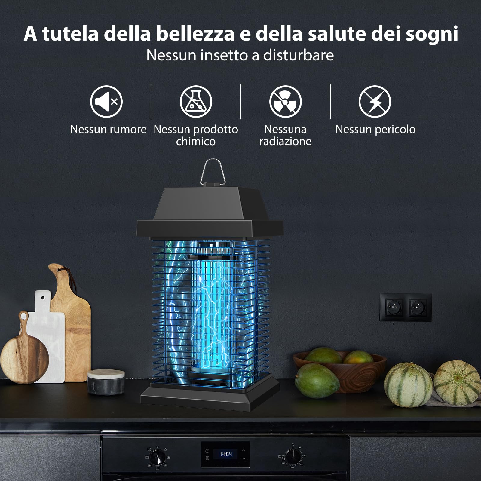 PALONE 20W 4500V Lampada Antizanzare Elettrica | UV Zanzare Elettrico, Impermeabile IPX4 Lampada Repellente Zanzare Per Campeggio, Giardino, Interni, Silenzioso e Sicuro