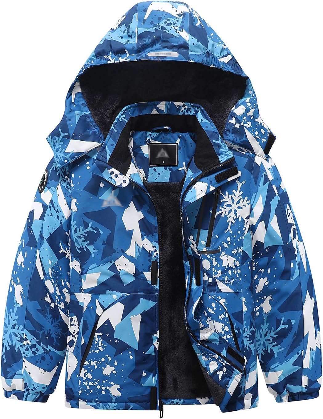 Kids Waterproof Ski Jacket – Boys & Girls Winter Fleece-Lined Snowboarding Coat With Detachable Hood