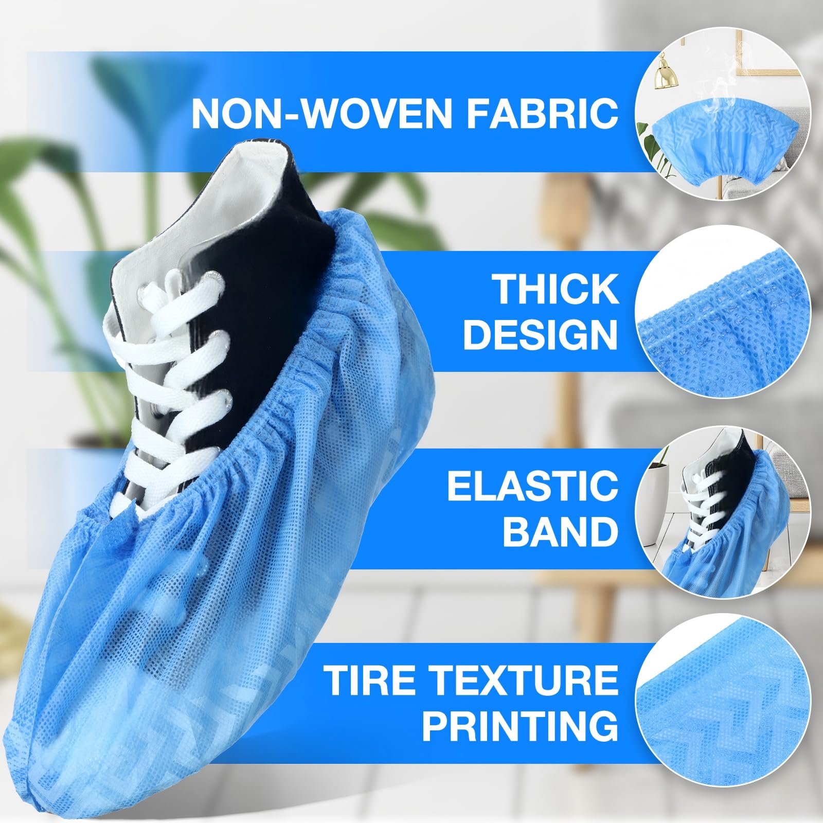 600 fundas desechables para zapatos para botas antideslizantes gruesas y extra para zapatos, fundas duraderas para botas para hombres y mujeres, prácticamente la mayoría de zapatos, color azul