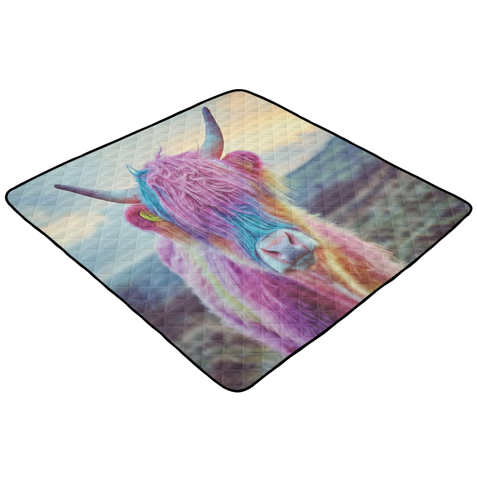 Kigai Highland Cow Baby Play Mat for Floor and Playpen 50x50 inch Non-Slip Baby Activity Playmat Waterproof Foldable Crawling Mat for Infants Toddlers