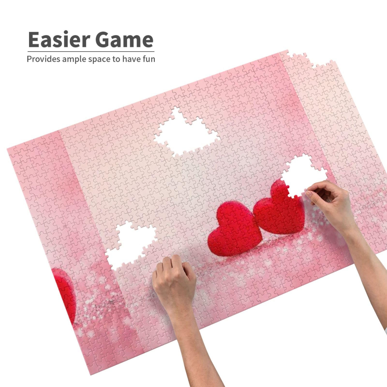 Gioco di puzzle per adulti, puzzle impegnativi, puzzle da 1000 pezzi, cuore rosso, stampa glitter rosa