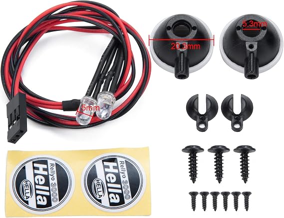 AXspeed 2pcs RC Round LED Light with Cover for 1/10 TRX-4 Axial SCX10 Tamiya CC01 D90 TF2 Car