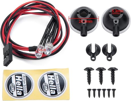 AXspeed 2pcs RC Round LED Light with Cover for 1/10 TRX-4 Axial SCX10 Tamiya CC01 D90 TF2 Car