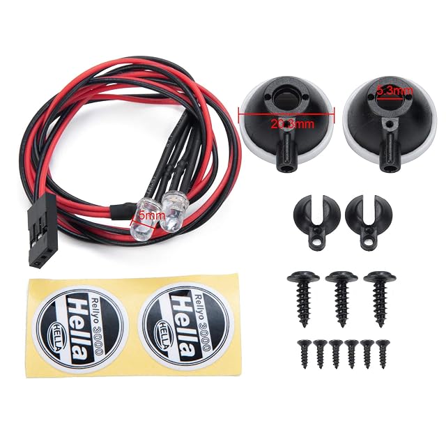 Foto 2 de 8 de AXspeed 2 luces LED redondas RC con cubierta para coche 1/10 TRX-4 Axial SCX10 Tamiya CC01 D90 TF2