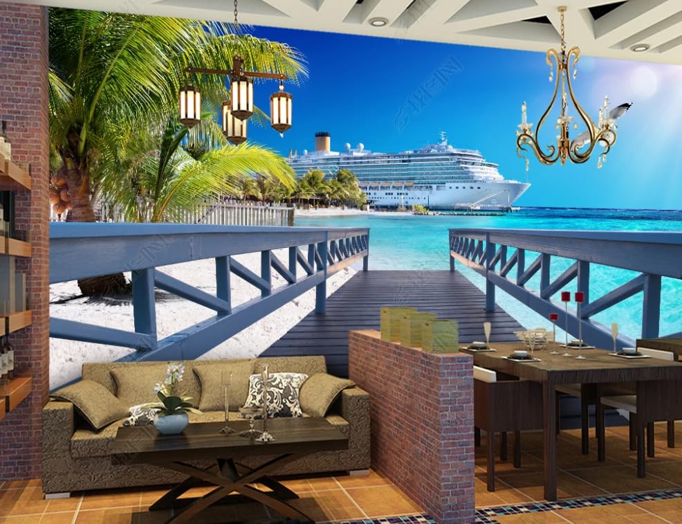 Papier peint intissé paysage Hawaï 3D format géant mural 400x280 cm pour salon