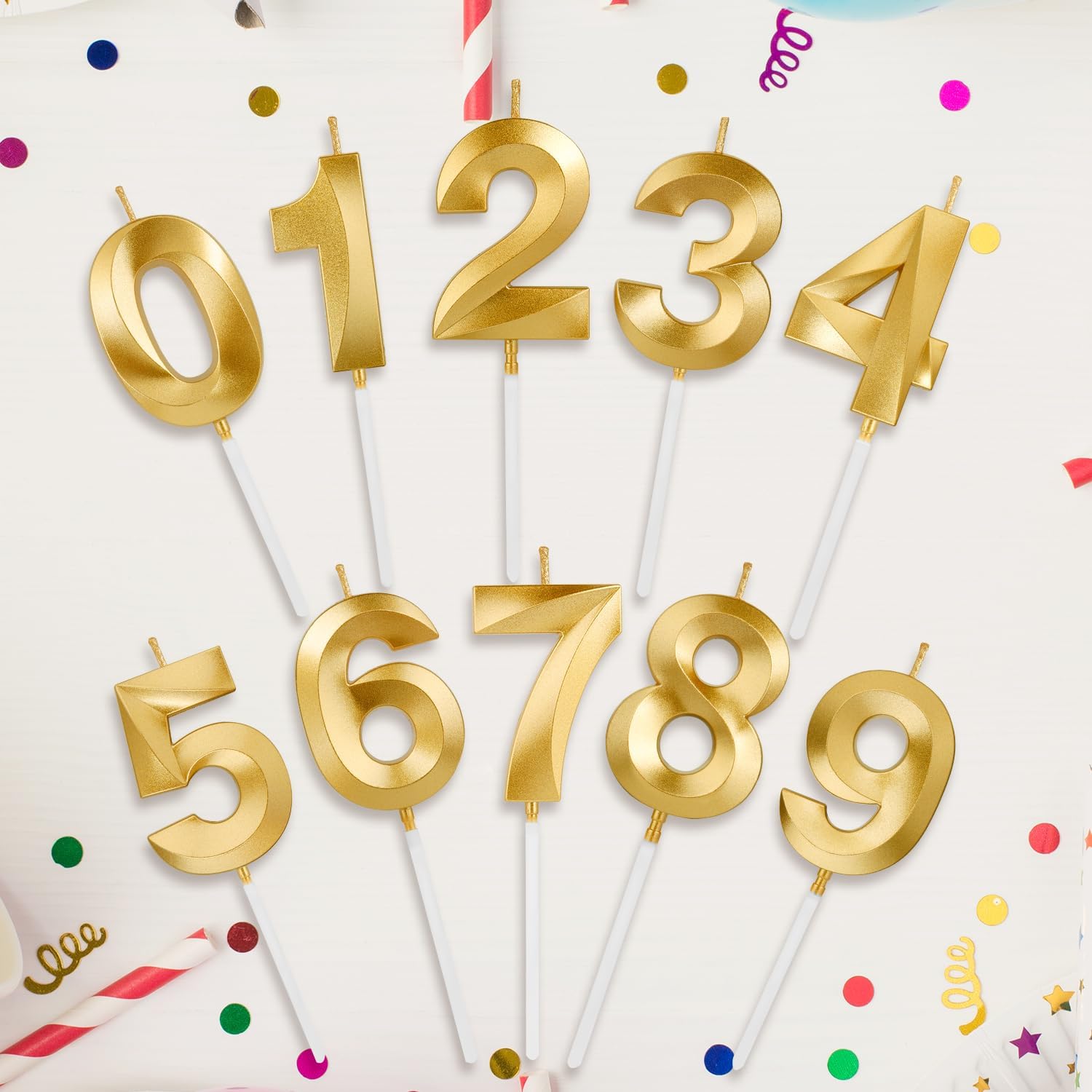 Birthday Candles, 1.96 Inch Number 12 Happy Birthday Candles, Number Candles Decoration for Birthday Party and Anniversary Celebration(Champagne Gold)