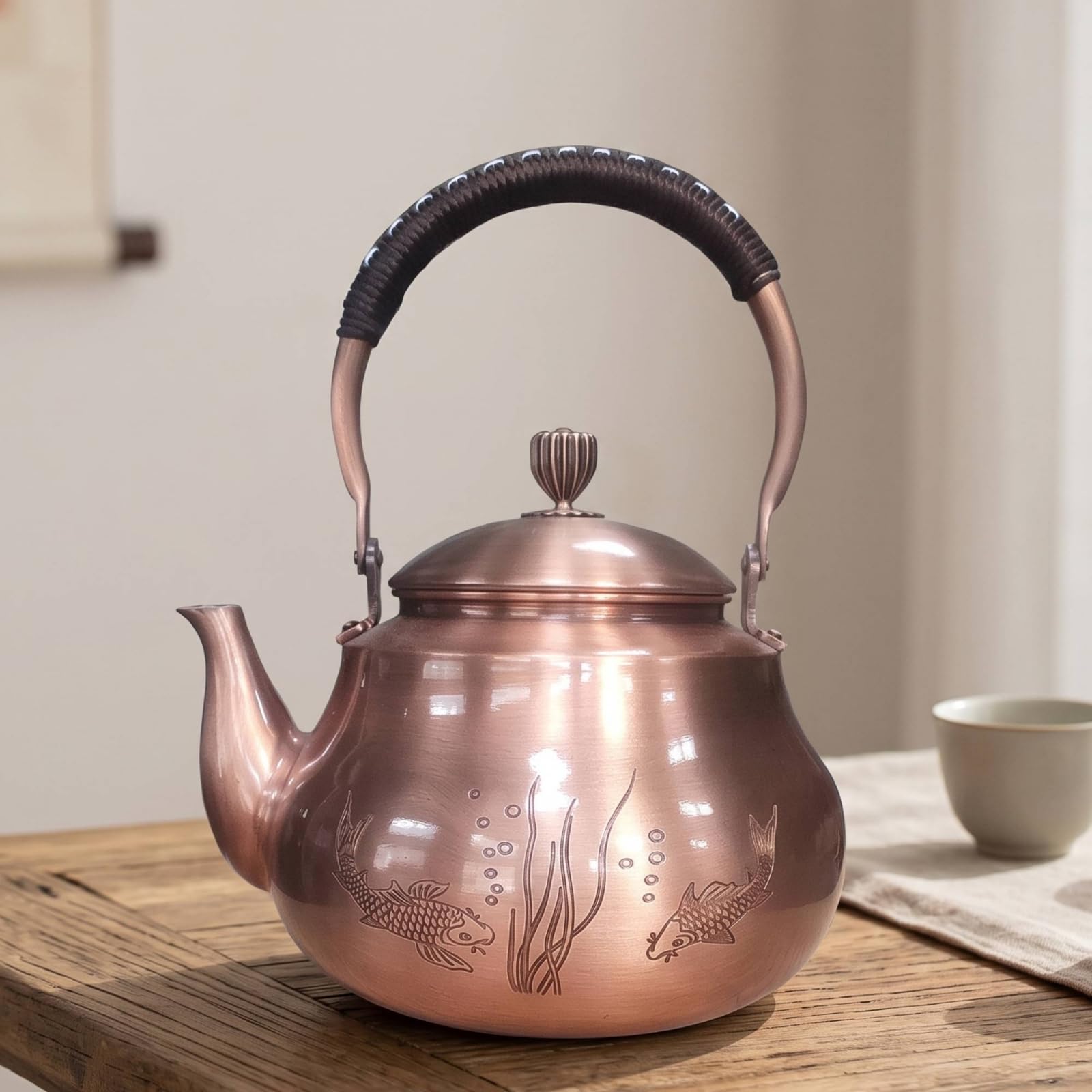KESOTO Récipient Chauffage en Cuivre avec Gravure Fine et Forme Compacte pour Infuser s Plantes et Servir s Convives