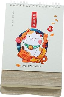 ABOOFAN 2024 Decoração Calendário De Mesa Calendário De Mesa Calendário De Papel Adorável Calendário Planejador Calendário Invertido Calendário Em Pé Ornamentos Pequeno Calendário