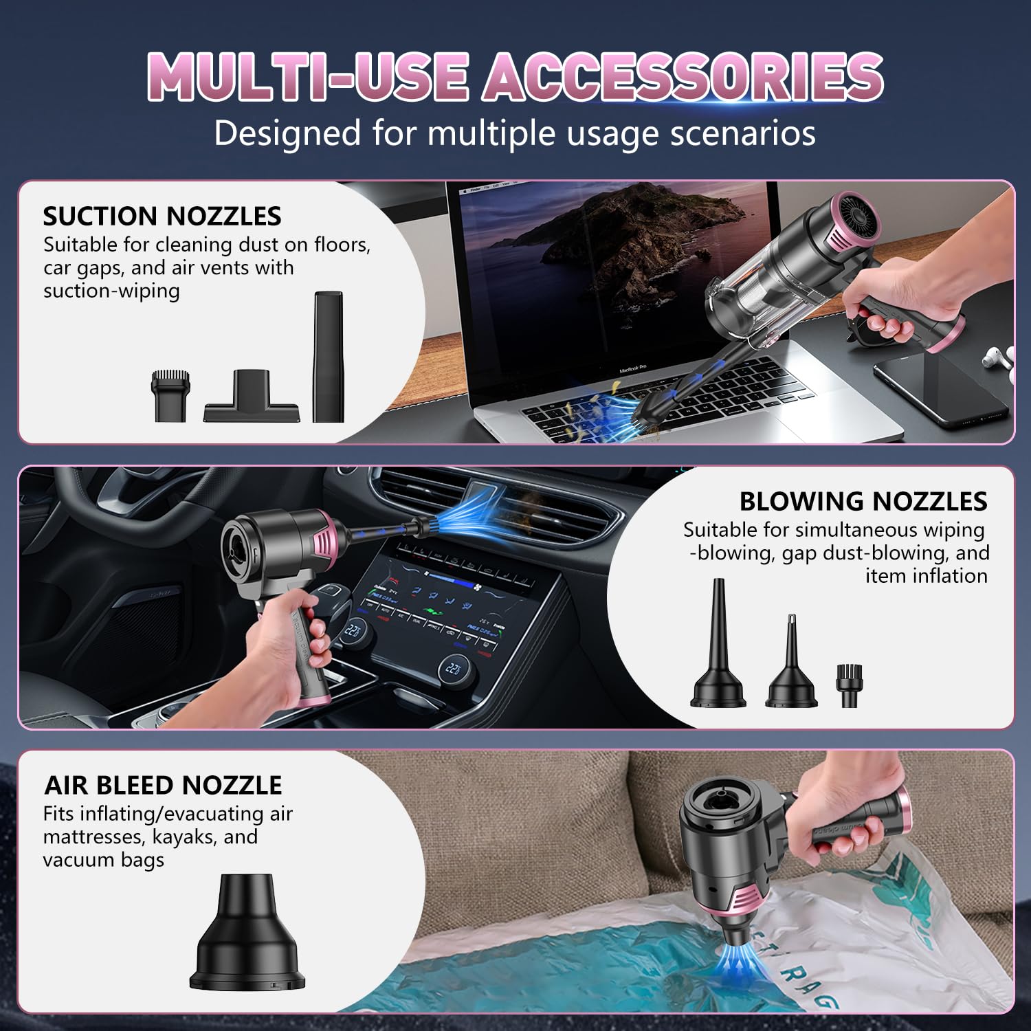 KMM Handheld Car Vacuum Cleaner, Hand Held Car Vacuum & Air Duster view 5