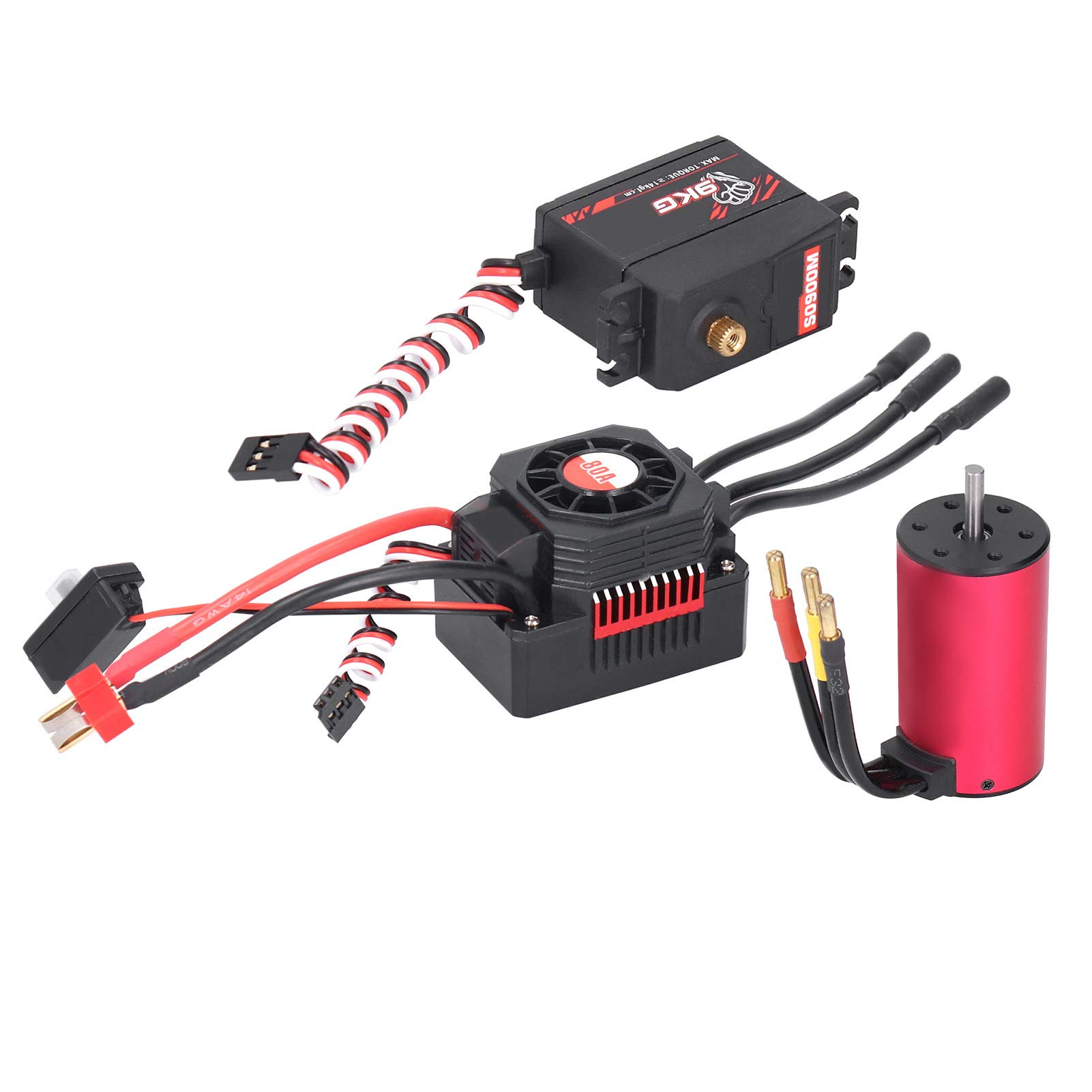 Przekroczenie hobby 3665 2900 kV bezszczotkowy silnik Combo z 80 A ESC i serwo 9 kg do samochodu RC 1/10, wysoka prędkość i wytrzymałe części metalowe