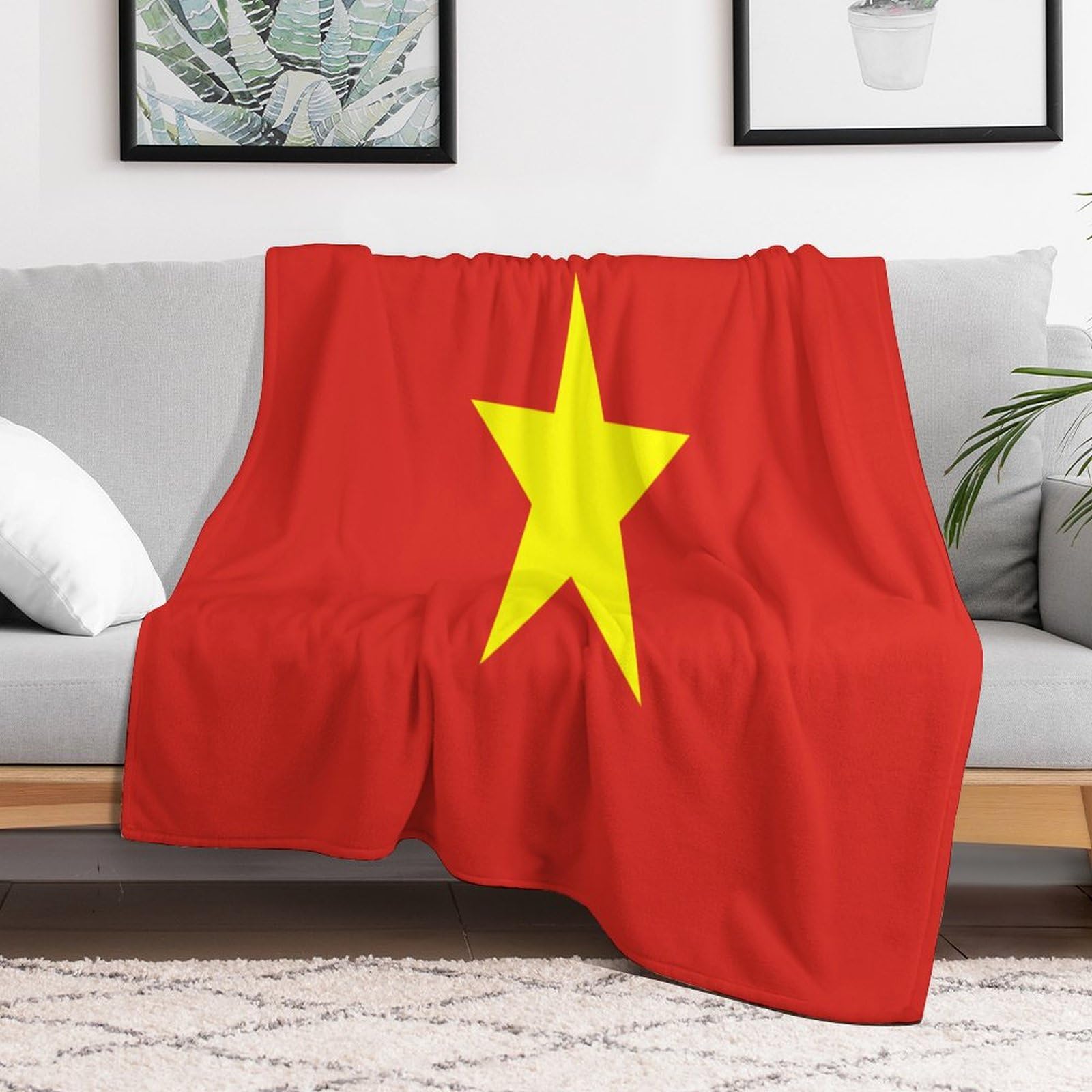 Couverture confortable drapeau Vietnam pour vos soirées cocooning au salon
