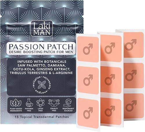 Laki Naturals Parche Man Passion para hombre (paquete de 15) Potenciador de rendimiento masculino