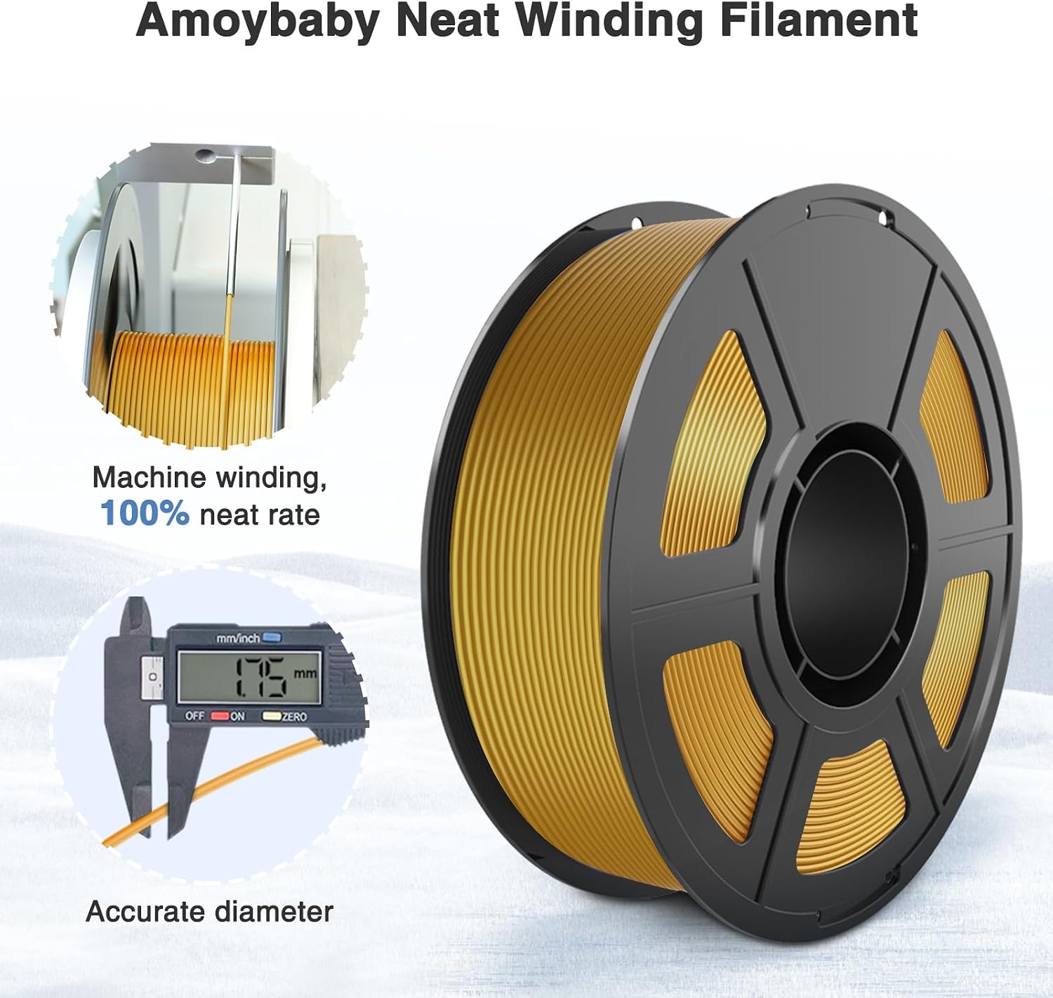 Silk Gold PLA Filament 1.75mm, 1kg(2.2lbs) High Speed Shiny Metallic Golden 3D Printer Filament, Low Warp & Clog-Free, Dimensional Accuracy +/- 0.03mm for FDM 3D Printers - 3