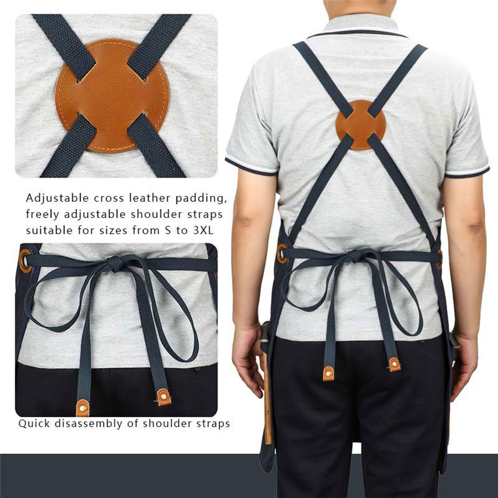 Tela Grembiuli,Lavoro Grembiuli per Uomini Donne,Regolabile Cuoco Grembiuli con 3 Tasche,Grembiule per Cottura Pittura,Impermeabile Grembiule da Giardinaggio,con Cinturino Posteriore