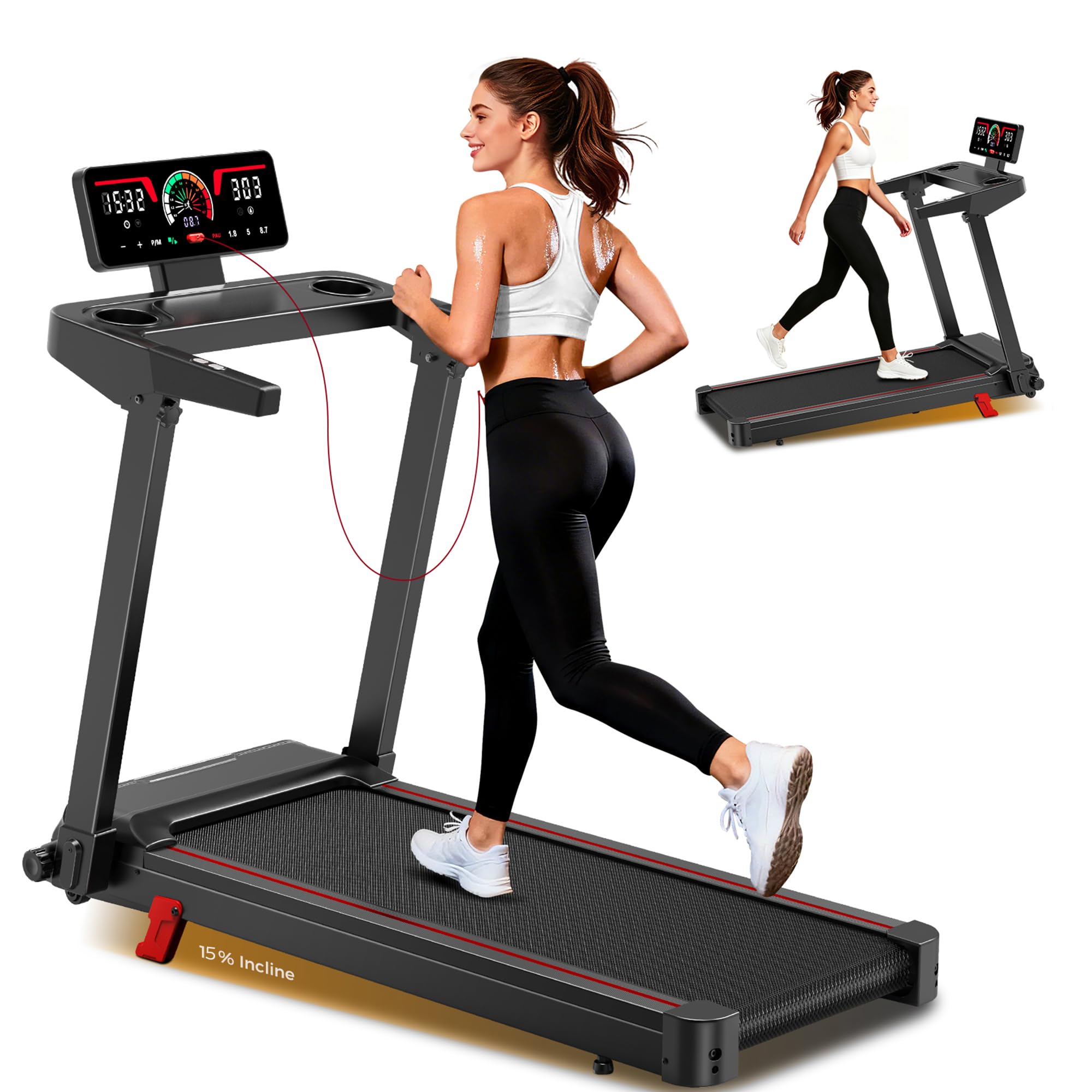 Photo 1 of HomePoweron Treadmill with Handlebar, 3.5HP Motor, 0.6-8.7MPH