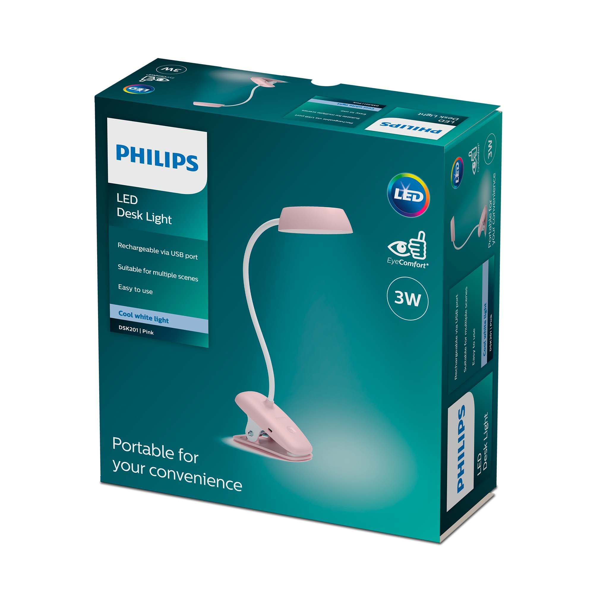 PHILIPS LAMPADA DA TAVOLO DONUTCLIP 2.3W 40K P USB 02 Rosa 39687600