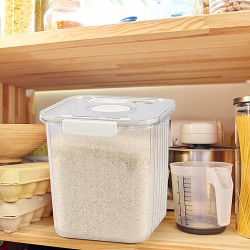 Miniatura 4 de Kiddream Dispensador de arroz hermético transparente de 22 libras, contenedor hermético para almacenamiento de alimentos, juego de 1
