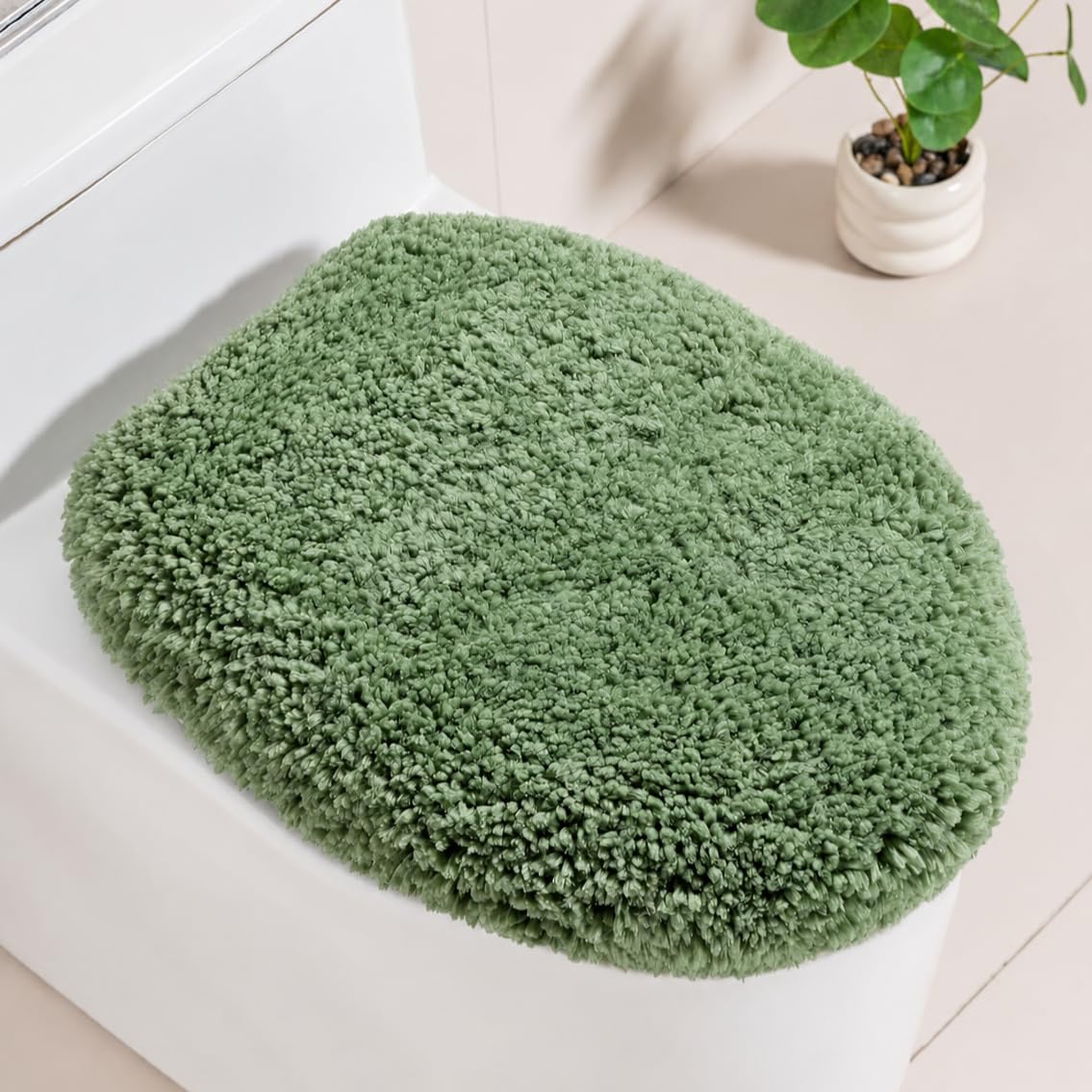 Microfiber Elongated Toilet Seat Cover, 19.5"x15" Machine Washable