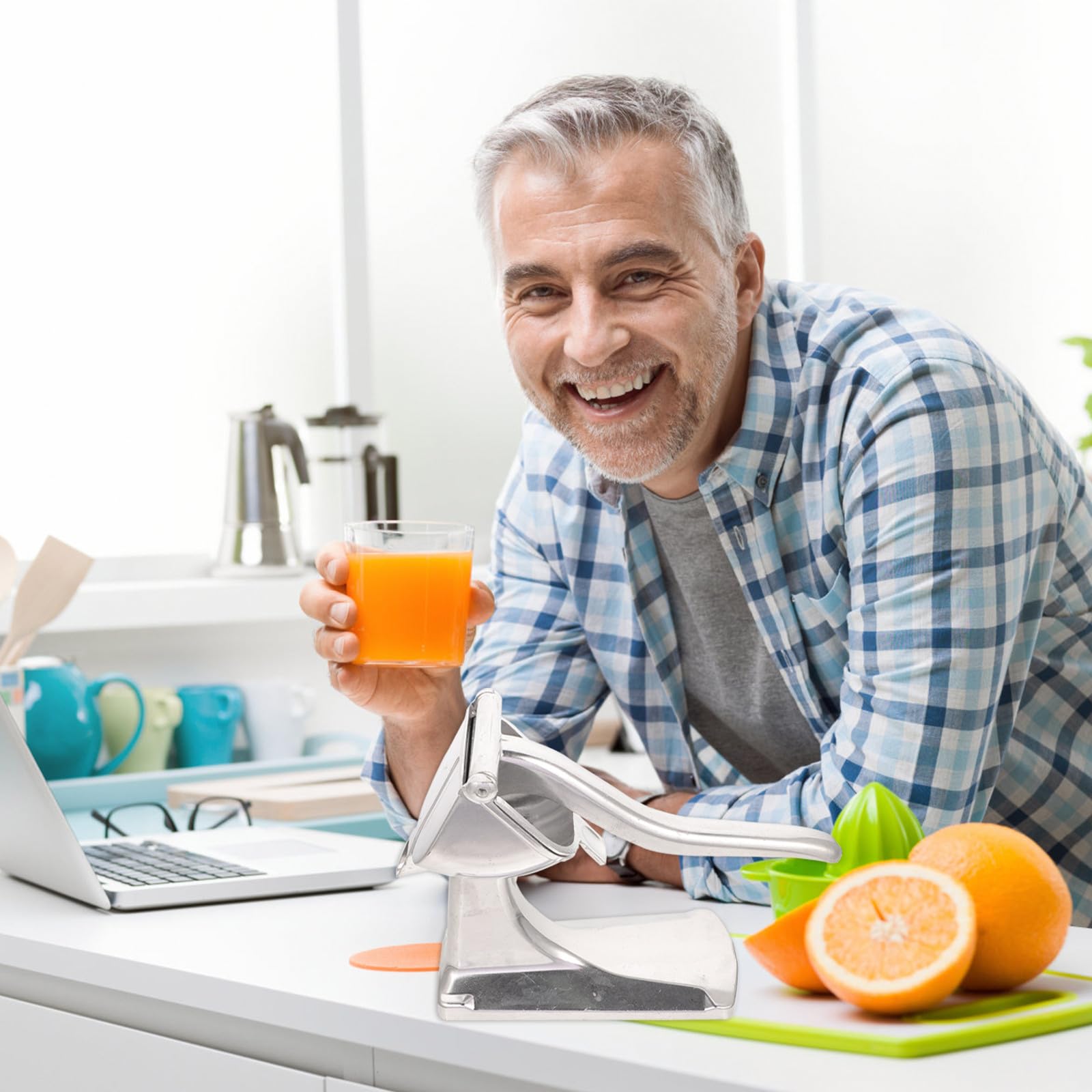 Exprimidor Fácil de Manual de Aleación Aluminio de Frutas Almacenamiento Diseño Estable y Conveniente Práctico para Uso Doméstico