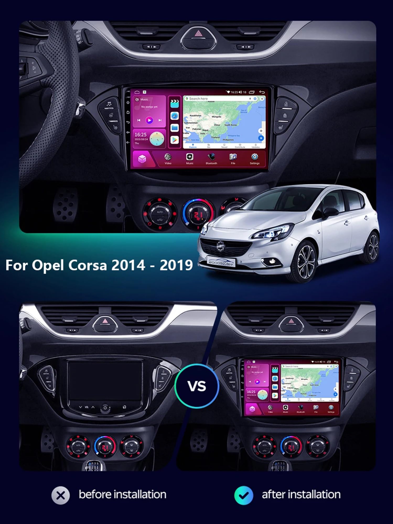 Générique Autoradio Android 10 Pouces Autoradio Plug and Play Accessoires de Voiture Autoradio avec Bluetooth et Navigation et caméra de recul pour O-pel Corsa E 2014-2019 (M100S WiFi 1G + 16G)