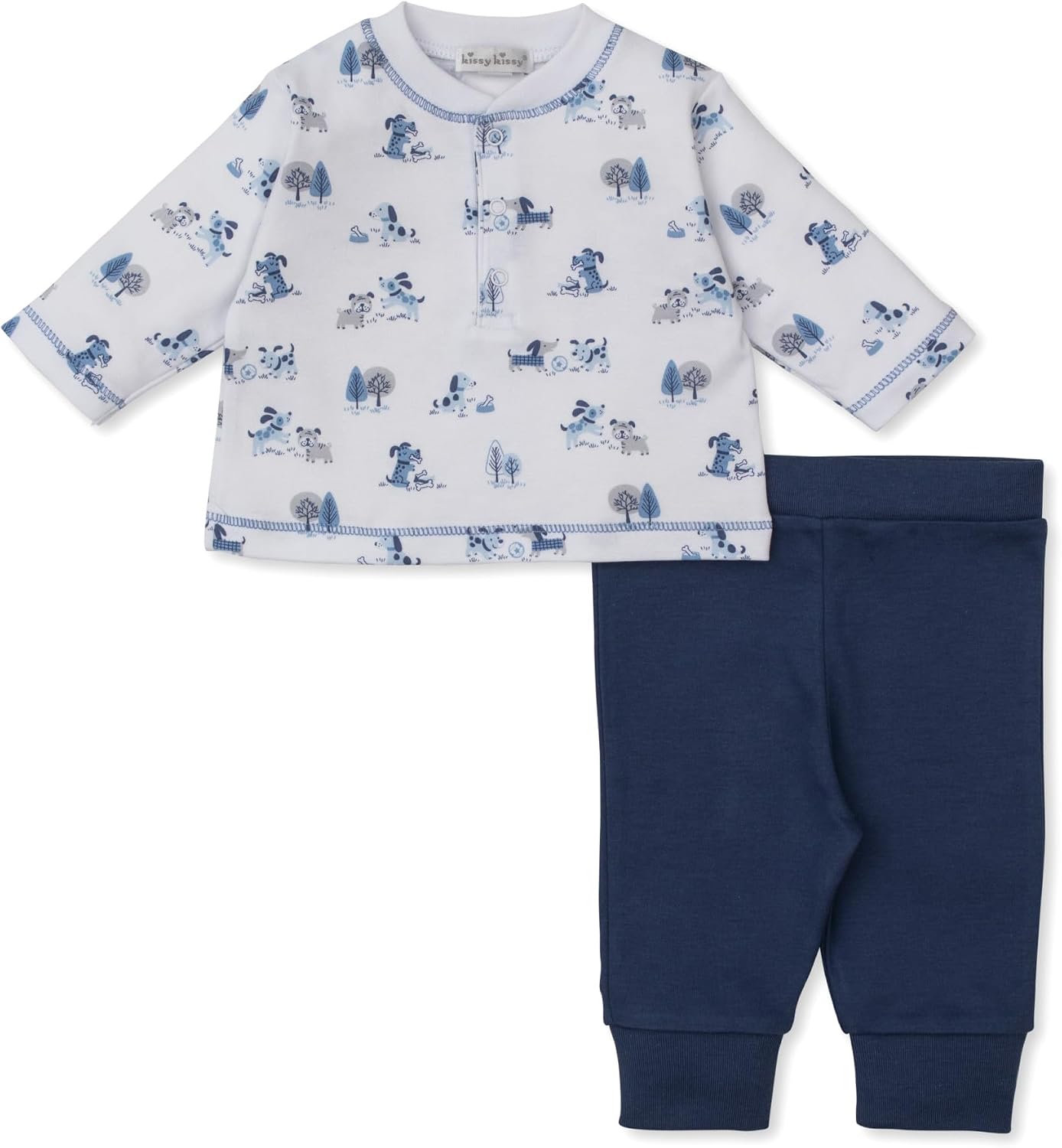 kissy kissy Baby Boys Infant Puppy Park Fun Print Long Pant Set