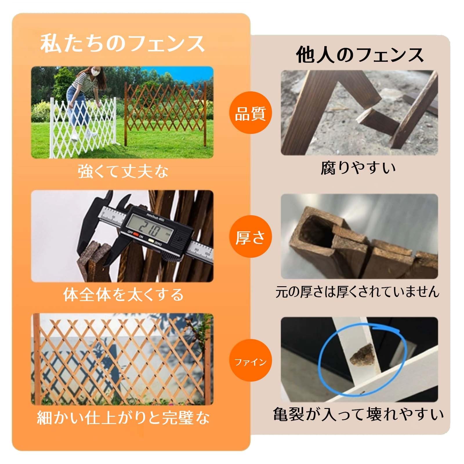 Amazon.co.jp: MBBTAG ラティスフェンス 伸縮式木製フェンス