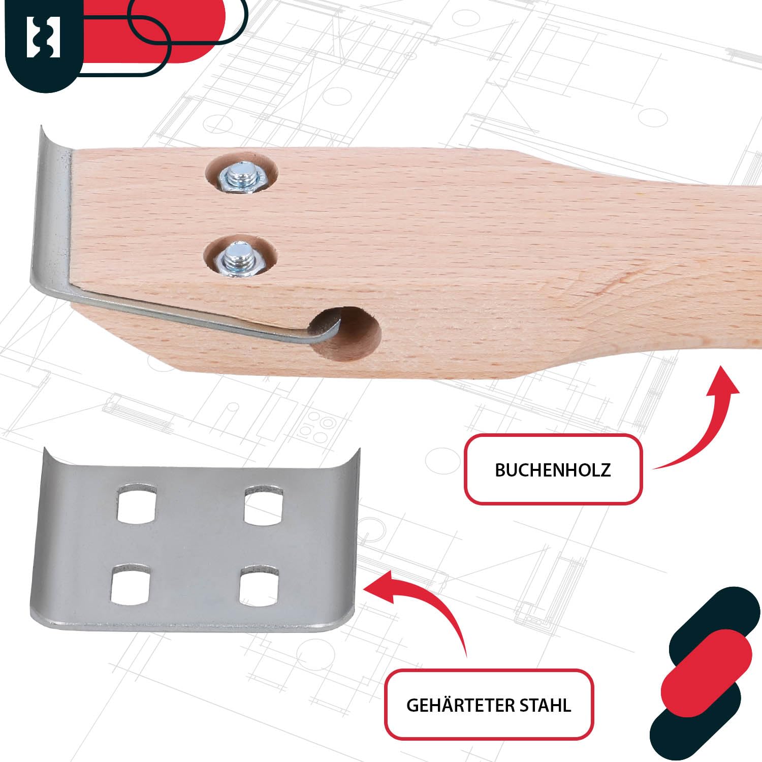 KOTARBAU Grattoir 40 mm avec Manche en Bois pour travaux de menuiserie décapage de Peinture (Lot de 2)