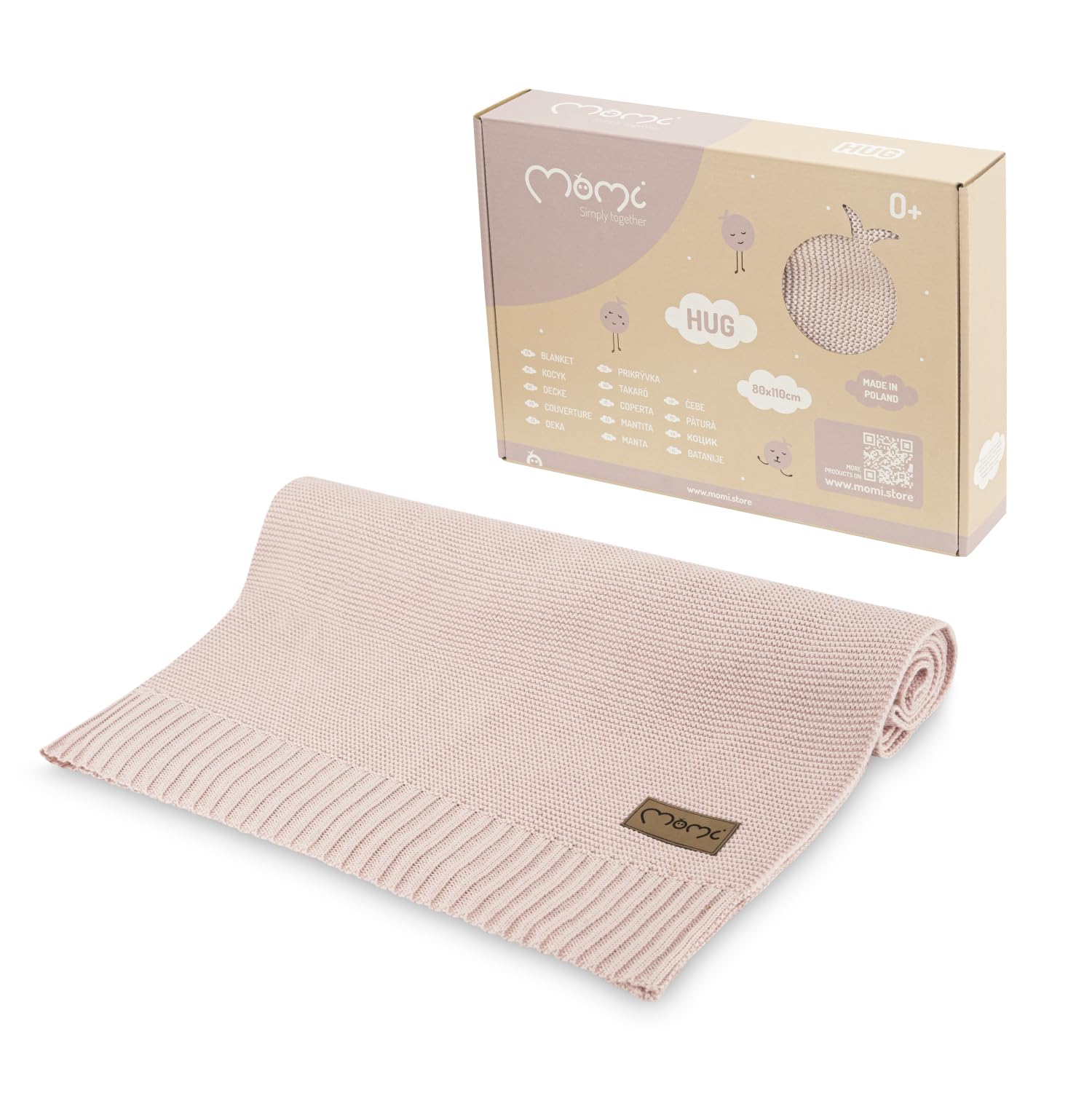 Momi - Hug Baby and Boy Blanket, wymiary 80 x 110 cm, przytulny koc wykonany z 50% bawełny i 50% włókien bambusowych, koc z dzianiny do wózka, wózka spacerowego i łóżeczka dziecięcego