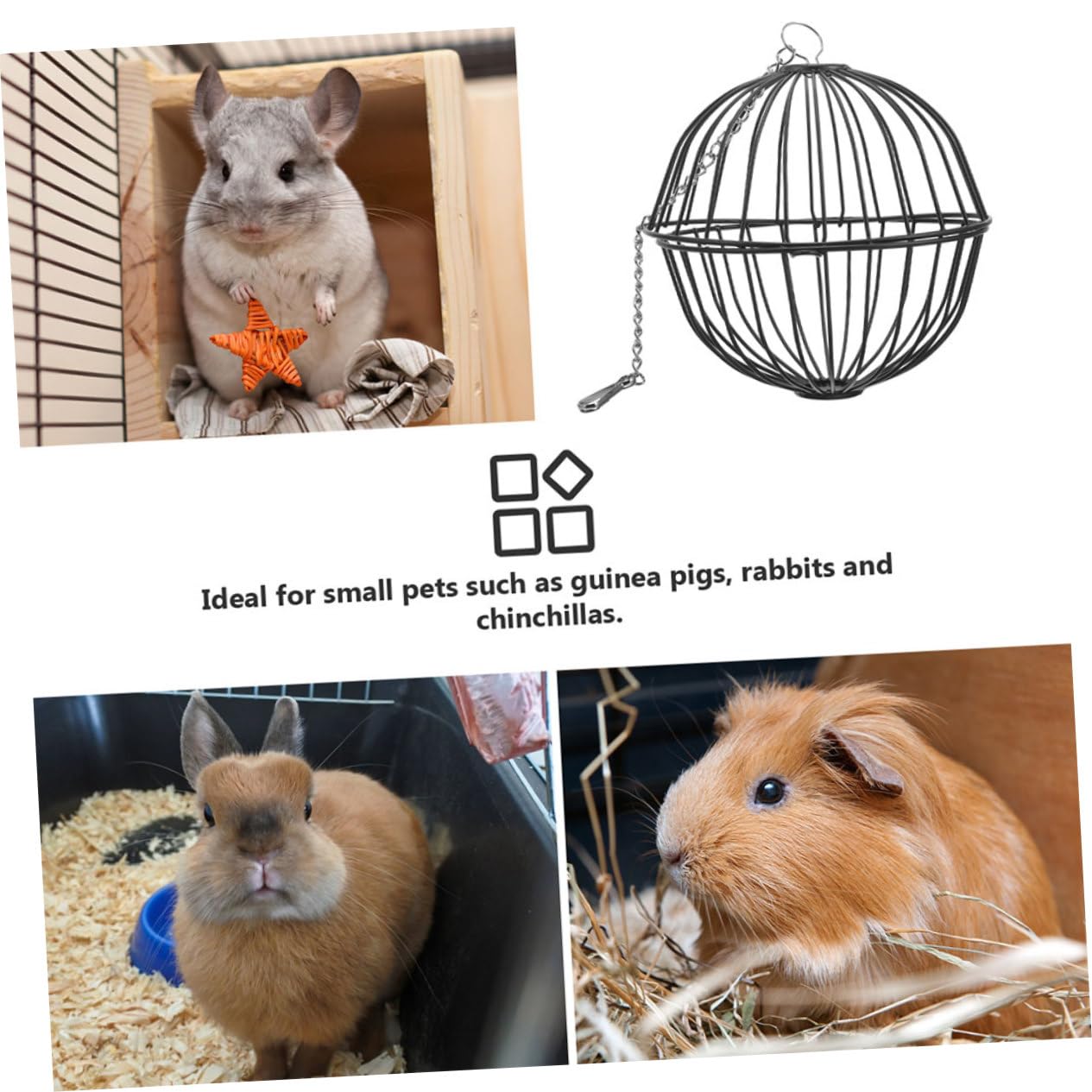 4stücke Hängende Heuball-futterspender Für Kaninchen Meerschweinchen Hamster Und Chinchillas Edelstahlkonstruktion Spielzeug Und Futterhalter Fördert Und Spiel Beim Fressen