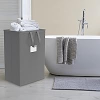 Vista 7 de Canasta de lavandería grande plegable de 75L con asas, cesta de ropa sucia impermeable para dormitorio, canasta de lavandería alta independiente