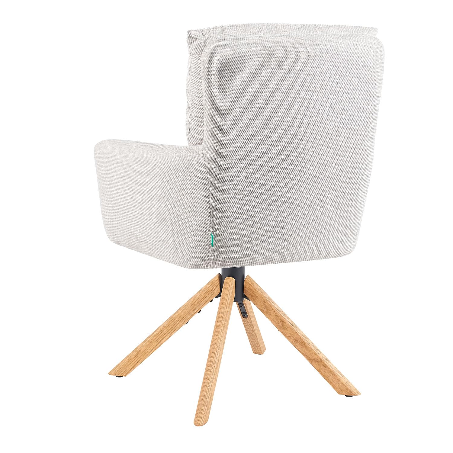 DUBI Möbel Esszimmerstühle 2er Set 360° drehbar mit Rückstellfunktion, Taschenfederkern, hoher Sitzkomfort, bis 150 kg belastbar, Stoff Creme, Eiche Massivholzgestell geölt (Natur), Mika-Jule