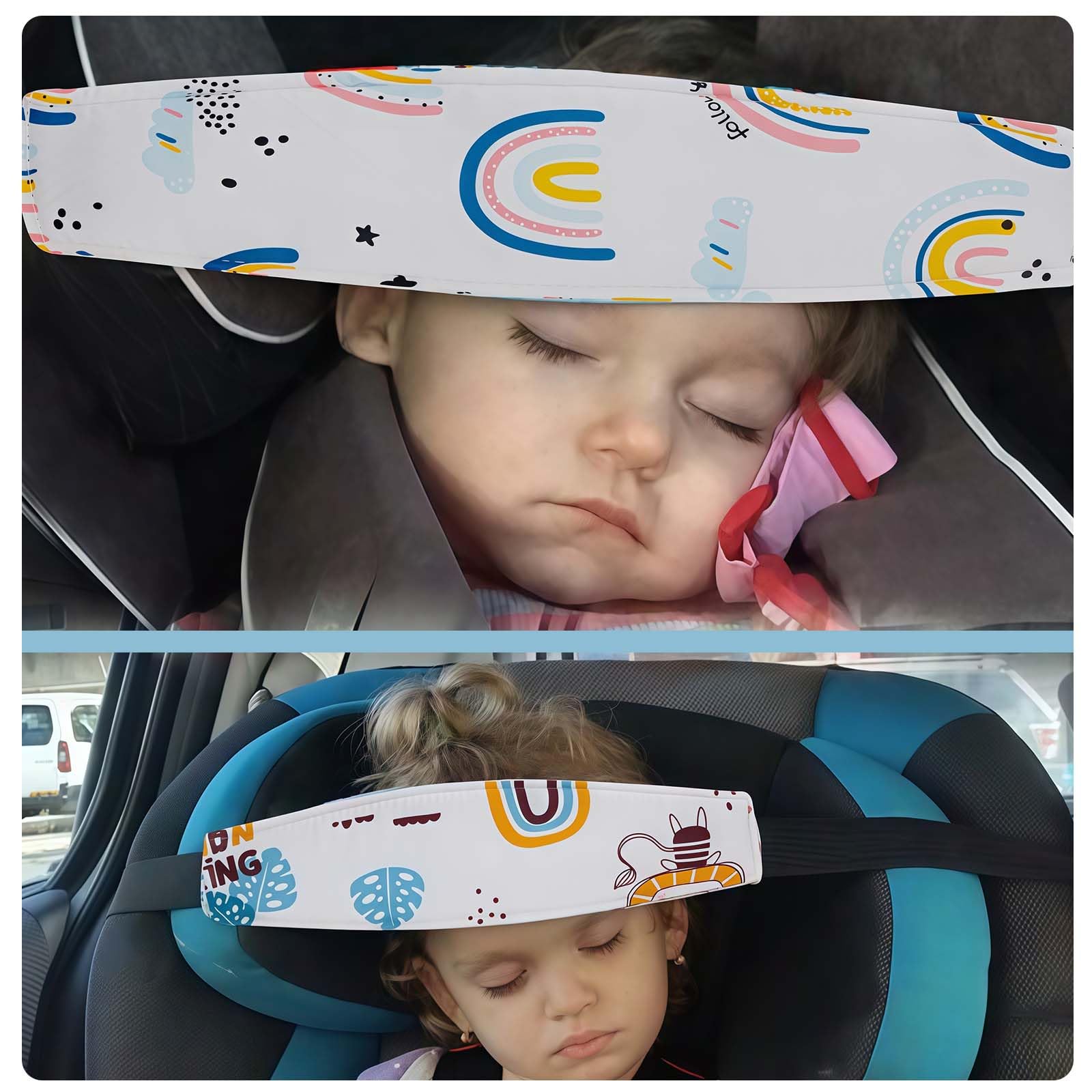3 Poggiatesta per auto per bambini in cotone, accessori per seggiolino per bambini, fascia per la testa, regolabile, supporto per la testa per auto e passeggino