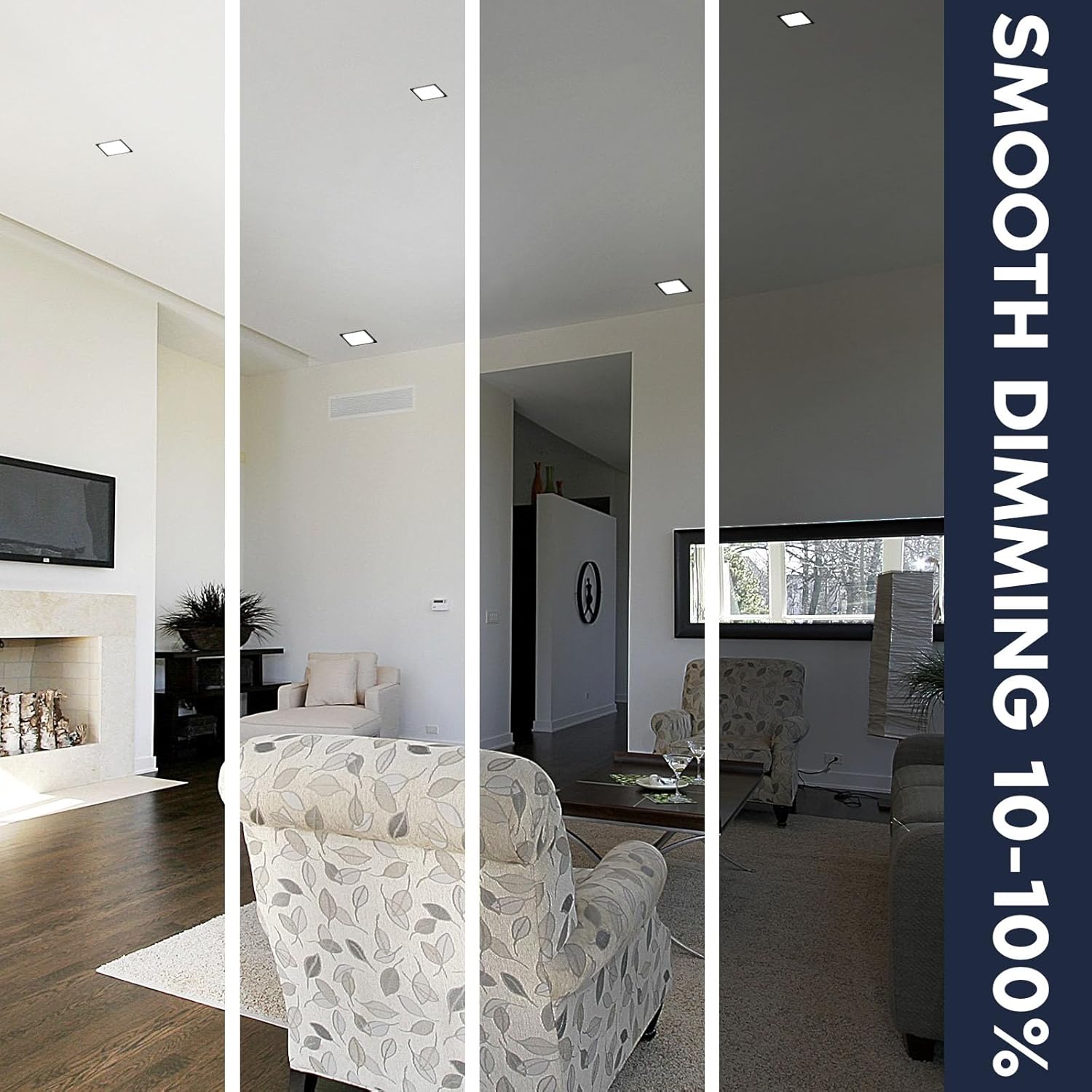 LUXRITE Slim 9 Inch Square LED Flush Mount Ceiling Light, 18W 1250LM, 5CCT 2700K 3000K 3500K 4000K 5000K, Dimmable LED Ceiling Light, Wet Rated, Energy Star, ETL Listed - Black (2 Pack)