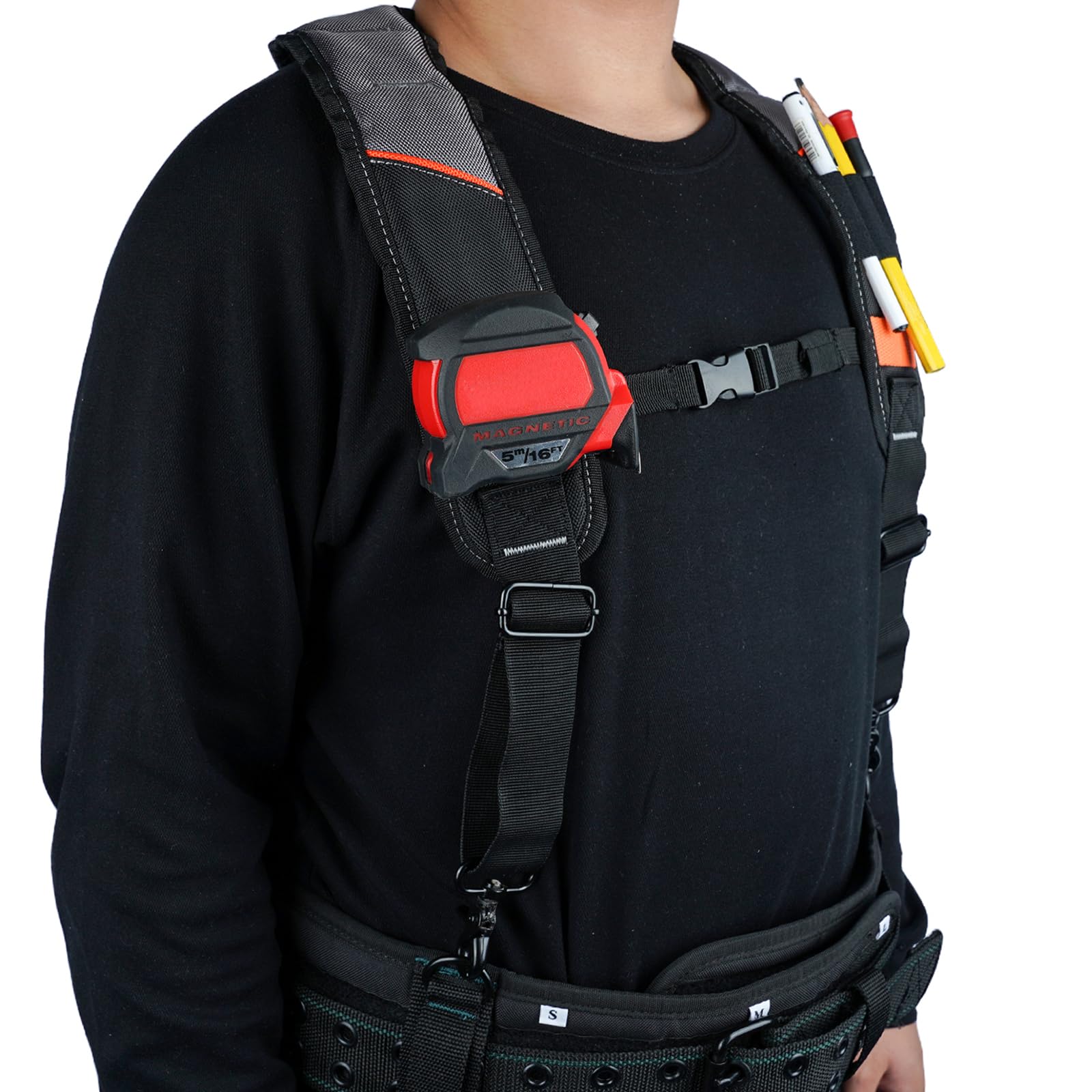 KUNN Tool Belt Suspenders Padded Carpenter Construction Electrician Work Suspender with Attachment Loops for Men