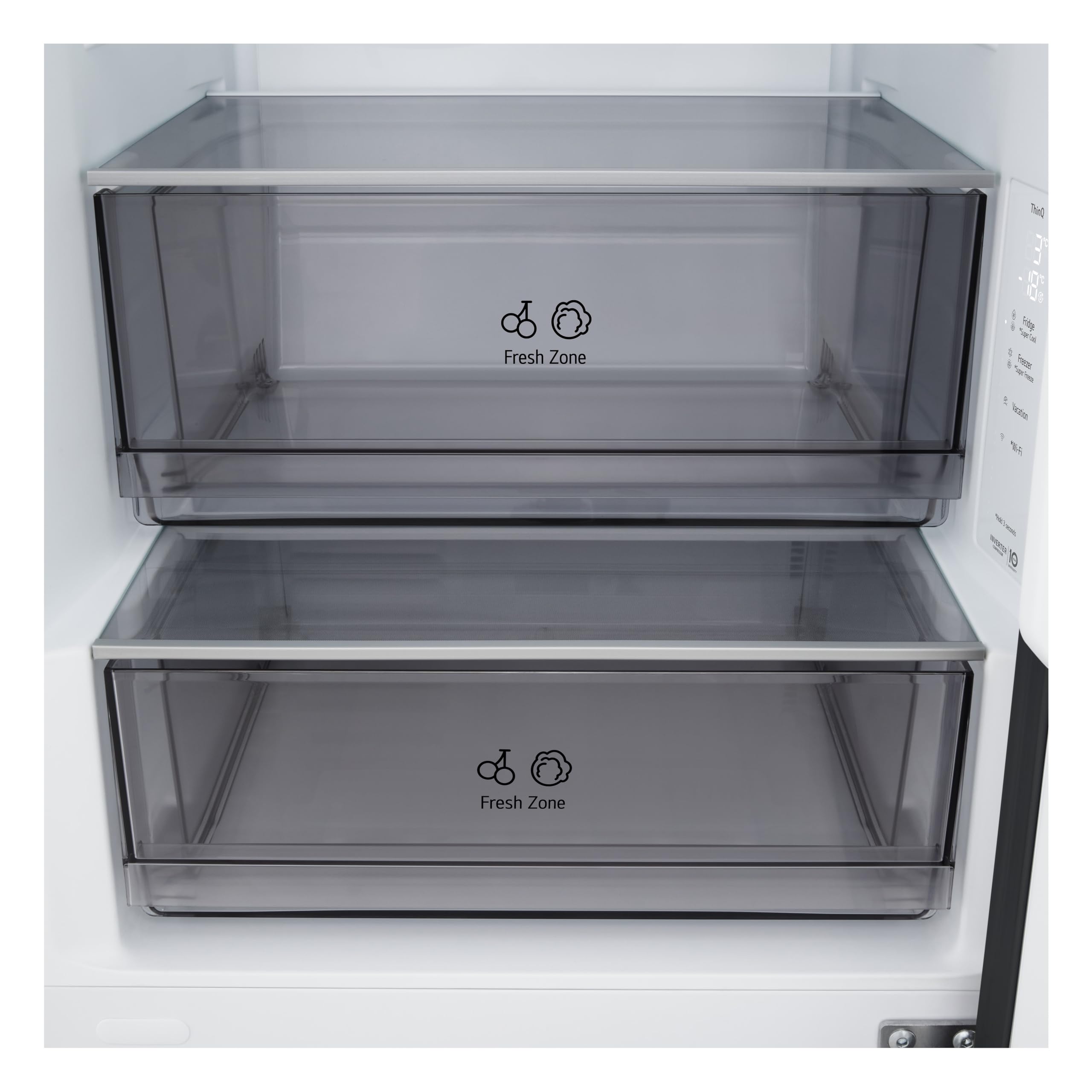 LG GBBSJ10DEP Frigorifero Combinato Fit & Max Larghezza 60 cm, Classe D, Raffreddamento Intelligente con AI Fresh, Total No Frost, Door e Linear Cooling, 333 L, Smart Inverter, Wi-Fi, Matte Black