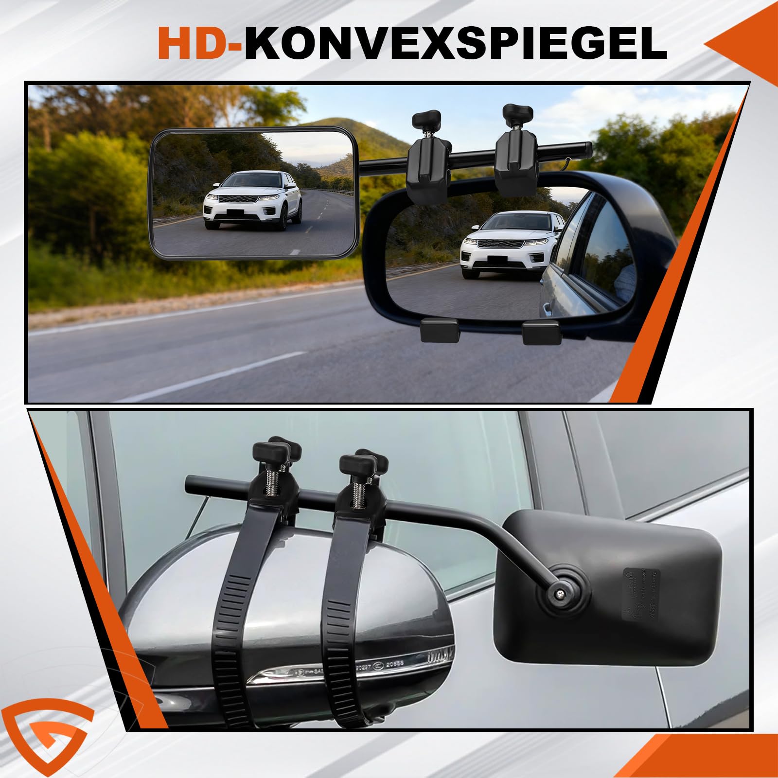 GEARMONSTER Wohnwagen Spiegel, Auto Spiegel für Wohnwagen, Universal Wohnwagenspiegel, 360° verstellbar, Außen Konvexspiegel Autospiegel für alle gängigen Fahrzeugtypen, 2 Stück